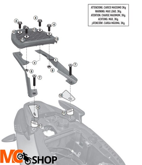 KAPPA STELAŻ KUFRA CENTR PIAGGIO TYPHOON 50/125 11