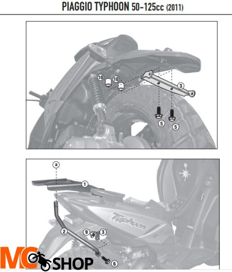 KAPPA STELAŻ KUFRA CENTR PIAGGIO TYPHOON 50/125 11