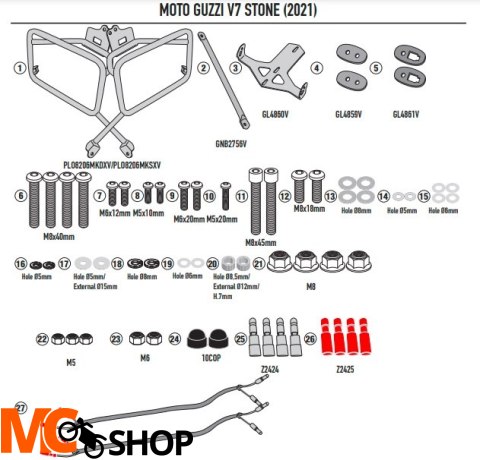 KAPPA STELAŻ KUFRÓW MONOKEY MOTO GUZZI V7 STONE 21