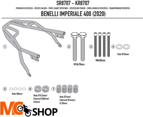 GIVI STELAŻ KUFRA CENTRALNEGO BENELLI 400 20 > 22