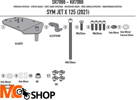 GIVI STELAŻ KUFRA MONOLOCK® SYM JET X125 (21 > 22)