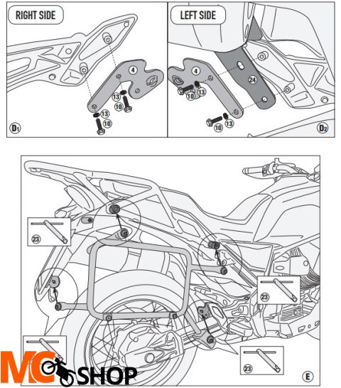 GIVI STELAŻ KUFRÓW ONE-FIT CAM MOTO GUZZI V85 TT
