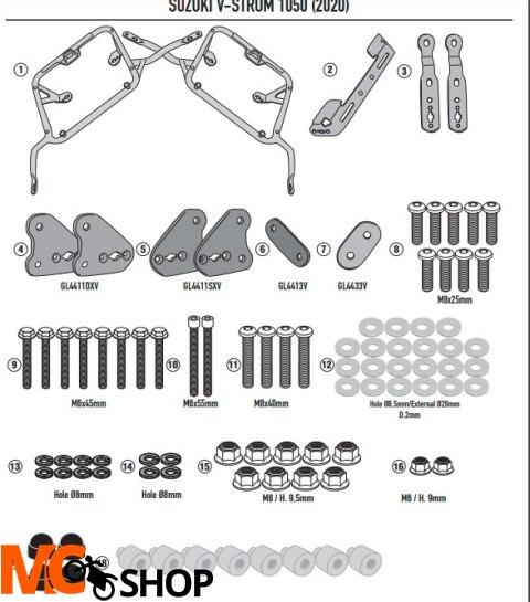 GIVI STELAŻ KUFRÓW V35 / K33 SUZUKI V-Strom 1050