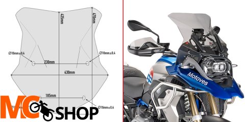 GIVI SZYBA DYMIONA 43,5 x 43 POTRZEBNY KIT BMW R