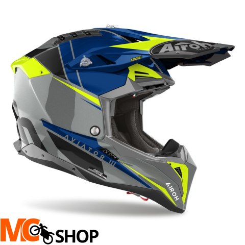 AIROH KASK OFF-ROAD AVIATOR 3 PUSH BLUE GLOSS AIROH KASK OFF-ROAD AVIATOR 3 PUSH BLUE GLOSS