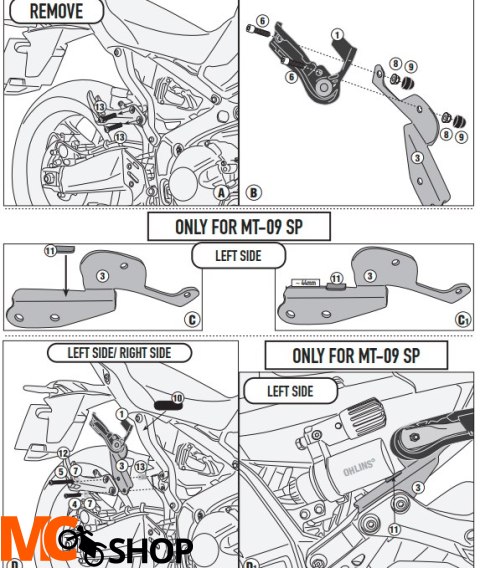 KAPPA STELAŻ POD TORBY BOCZNE YAMAHA MT-09/SP '21