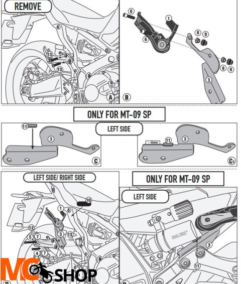 KAPPA STELAŻ POD TORBY BOCZNE YAMAHA MT-09/SP '21