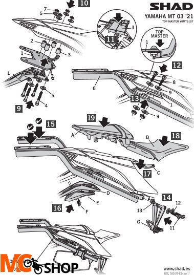 SHAD STELAŻ KUFRA TYŁ DO YAMAHA MT 03 KSHY0MT31ST