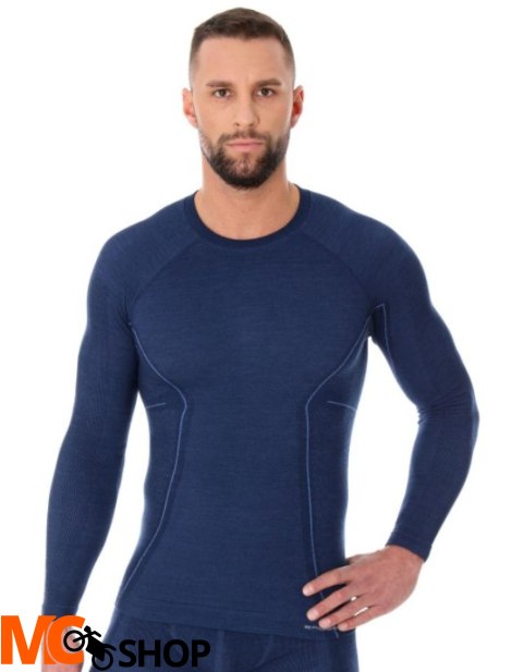 Brubeck LS12820 Koszulka męska z długim rękawem ACTIVE WOOL granatowy Brubeck LS12820 Koszulka męska z długim rękawem ACTIVE WOOL granatowy