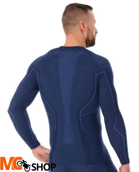 Brubeck LS12820 Koszulka męska z długim rękawem ACTIVE WOOL granatowy Brubeck LS12820 Koszulka męska z długim rękawem ACTIVE WOOL granatowy