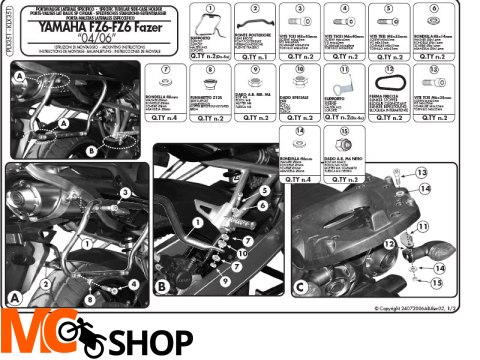 GIVI PLX351 stelaż boczny v35 do FZ6/ FAZER '04-06 GIVI PLX351 stelaż boczny v35 do FZ6/ FAZER '04-06