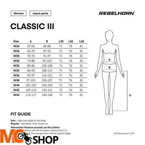 REBELHORN SPODNIE JEANS CLASSIC III LADY FIT BLUE