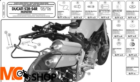 KAPPA STELAŻ POD SAKWY DUCATI Monster S2R/S4R/S4RS