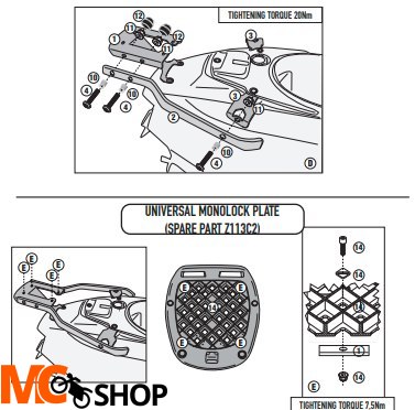 GIVI STELAŻ KUFRA CENTRALNEGO MONOLOCK LABMRETTA