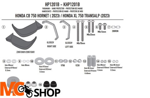 GIVI DODATKOWE HANDBARY HONDA CB 750 HORNET '23 GIVI DODATKOWE HANDBARY HONDA CB 750 HORNET '23