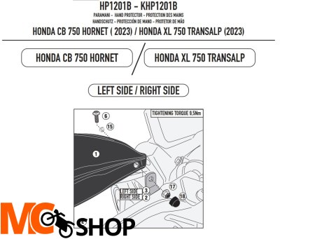 GIVI DODATKOWE HANDBARY HONDA CB 750 HORNET '23 GIVI DODATKOWE HANDBARY HONDA CB 750 HORNET '23