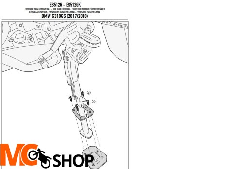 GIVI POSZERZENIE DODATKOWE STOPKI BMW G310GS 17/23 GIVI POSZERZENIE DODATKOWE STOPKI BMW G310GS 17/23