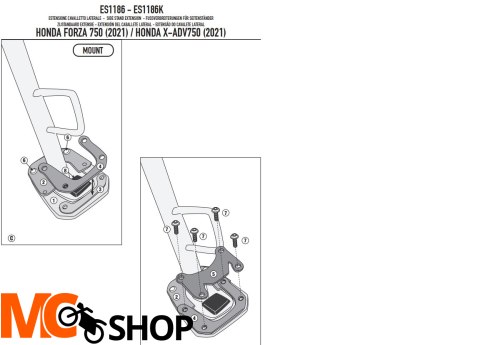 GIVI POSZERZENIE DODATKOWE STOPKI Honda Forza 750 GIVI POSZERZENIE DODATKOWE STOPKI Honda Forza 750