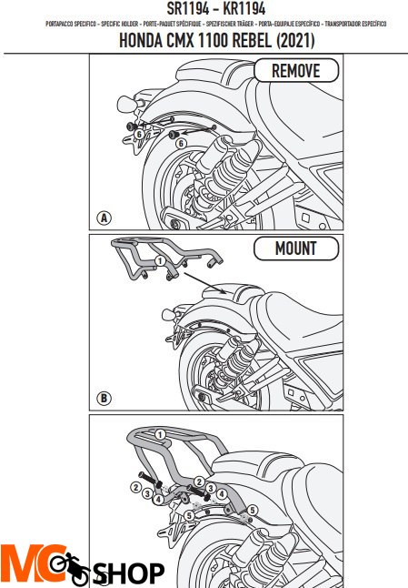 GIVI STELAŻ KUFRA CENTRALNEGO HONDA CMX 1100 REBEL GIVI STELAŻ KUFRA CENTRALNEGO HONDA CMX 1100 REBEL