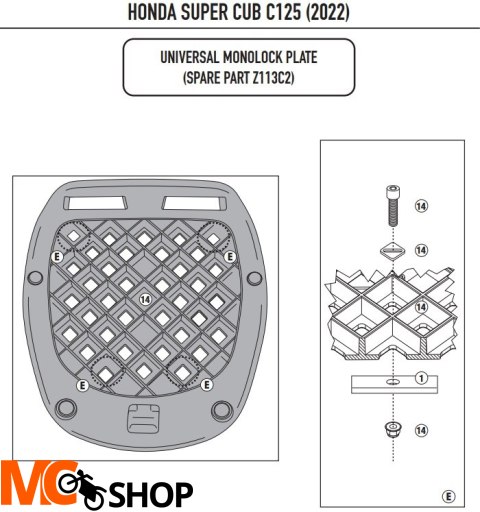 GIVI STELAŻ KUFRA CENTRALNEGO HONDA SUPER CUB C125 GIVI STELAŻ KUFRA CENTRALNEGO HONDA SUPER CUB C125