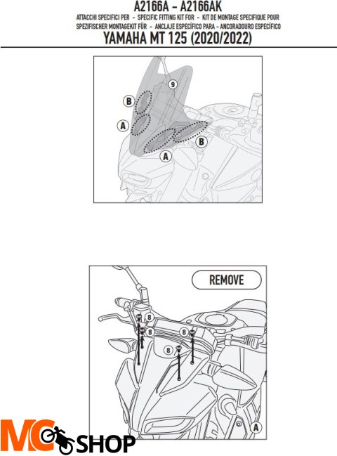 GIVI 2023 MOCOWANIE SZYBY 2166A YAMAHA MT 125 (20 GIVI 2023 MOCOWANIE SZYBY 2166A YAMAHA MT 125 (20
