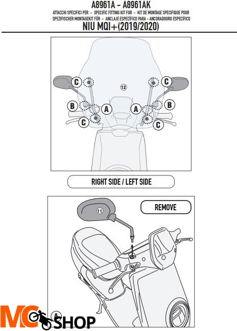 GIVI MOCOWANIE SZYBY D1155ST - NIU > MQI+ (19 > 22