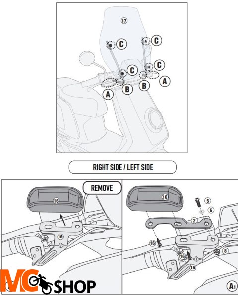 GIVI MOCOWANIE SZYBY D1155ST - NIU > NQI (19 > 22)