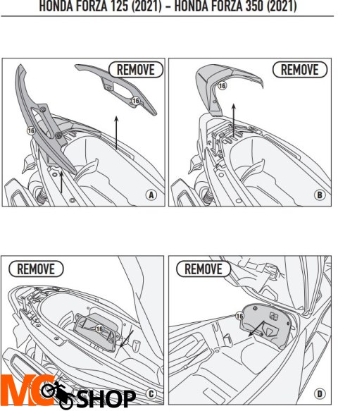 GIVI STELAŻ KUFRA CENTRALNEGO HONDA FORZA 125 /300 GIVI STELAŻ KUFRA CENTRALNEGO HONDA FORZA 125 /300