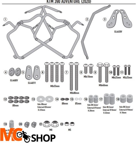 GIVI STELAŻ KUFRÓW MONOKEY KTM 390 Adventure 20>2