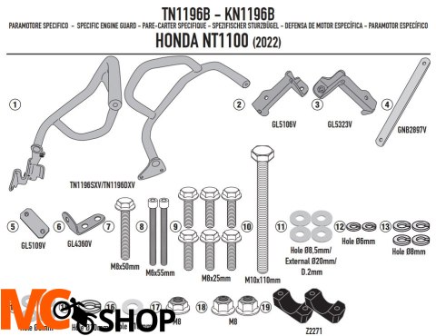 KAPPA GMOLE OSŁONY SILNIKA HONDA NT 1100 '22 KAPPA GMOLE OSŁONY SILNIKA HONDA NT 1100 '22