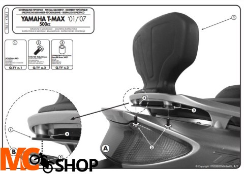 KAPPA OPARCIE PASAŻERA YAMAHA T-MAX 500 (01-07) KAPPA OPARCIE PASAŻERA YAMAHA T-MAX 500 (01-07)