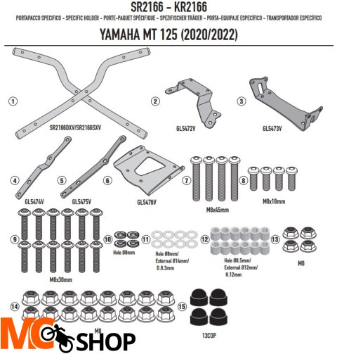 GIVI STELAŻ KUFRA CENTRALNEGO MONOLOCK YAMAHA MT