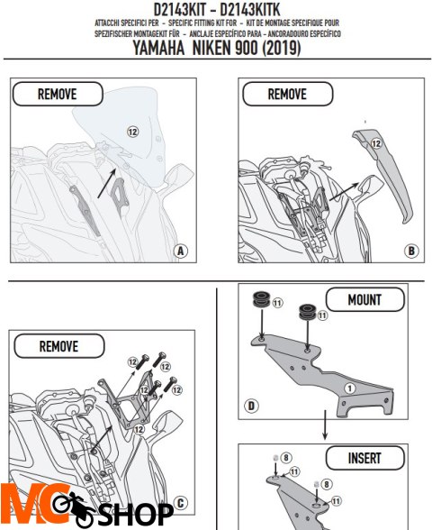 GIVI MOCOWANIE SZYBY D2144ST GID2143KIT GIVI MOCOWANIE SZYBY D2144ST GID2143KIT