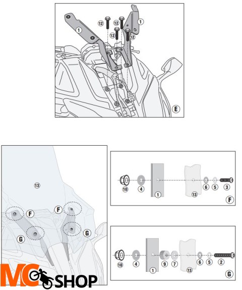 GIVI MOCOWANIE SZYBY D2144ST GID2143KIT GIVI MOCOWANIE SZYBY D2144ST GID2143KIT