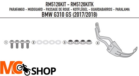KAPPA MOCOWANIE BŁOTNIKA KRM01 BMW G 310GS 17-21 KAPPA MOCOWANIE BŁOTNIKA KRM01 BMW G 310GS 17-21