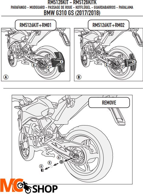 KAPPA MOCOWANIE BŁOTNIKA KRM01 BMW G 310GS 17-21 KAPPA MOCOWANIE BŁOTNIKA KRM01 BMW G 310GS 17-21