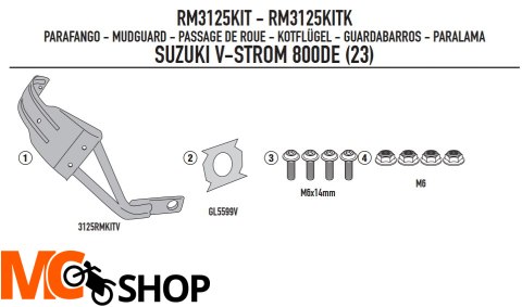 KAPPA MOCOWANIE BŁOTNIKA KRM02 SUZUKI V-STROM 800 KAPPA MOCOWANIE BŁOTNIKA KRM02 SUZUKI V-STROM 800