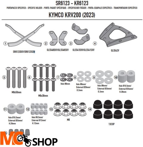KAPPA STELAŻ KUFRA CENTRALNEGO KYMCO KRV 200 '23- KAPPA STELAŻ KUFRA CENTRALNEGO KYMCO KRV 200 '23-
