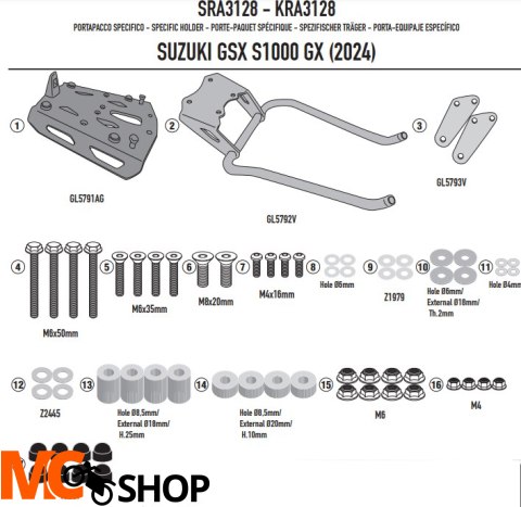KAPPA STELAŻ KUFRA CENTRALNEGO SUZUKI GSX S 1000 KAPPA STELAŻ KUFRA CENTRALNEGO SUZUKI GSX S 1000
