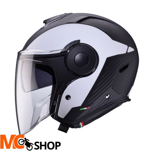 CABERG KASK JET Z BLENDĄ SOHO MILANO BIAŁY/CZ MAT CABERG KASK JET Z BLENDĄ SOHO MILANO BIAŁY/CZ MAT