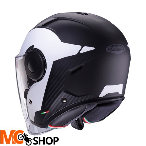 CABERG KASK JET Z BLENDĄ SOHO MILANO BIAŁY/CZ MAT CABERG KASK JET Z BLENDĄ SOHO MILANO BIAŁY/CZ MAT