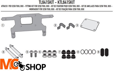 GIVI KIT MONTAŻOWY S250 DO STELAŻA BOCZNEGO HONDA,