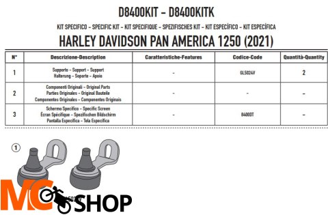 GIVI MOCOWANIE DO SZYBY 8400DT GIVI MOCOWANIE DO SZYBY 8400DT