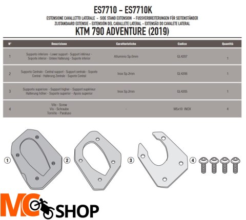 GIVI POSZERZENIE DODATKOWE STOPKI KTM 790 Adventur GIVI POSZERZENIE DODATKOWE STOPKI KTM 790 Adventur