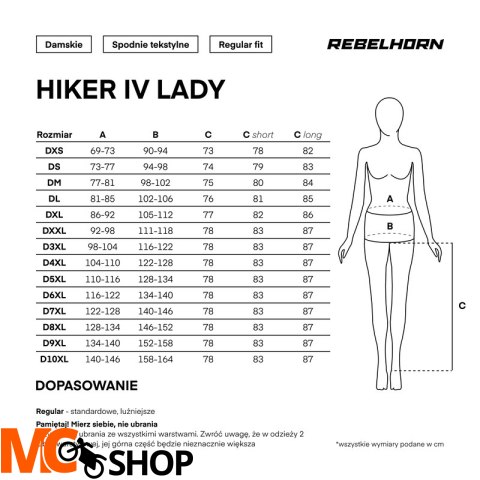 REBELHORN SPODNIE TEKSTYLNE HIKER IV LADY BLACK