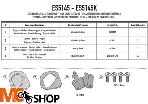 GIVI POSZERZENIE DODATKOWE STOPKI BMW F900GS 2024 GIVI POSZERZENIE DODATKOWE STOPKI BMW F900GS 2024