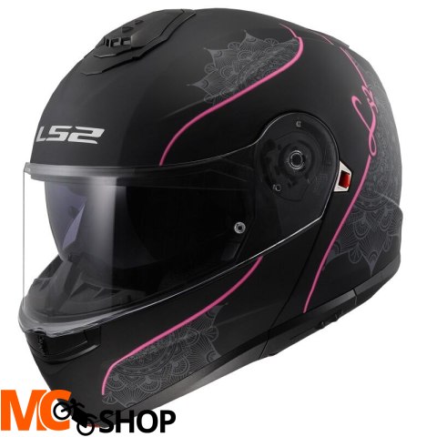 LS2 KASK SYSTEMOWY FF908 STROBE II M.BLACK PINK-06 LS2 KASK SYSTEMOWY FF908 STROBE II M.BLACK PINK-06