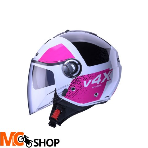 CABERG KASK JET RIVIERA V4X ALPHA BIAŁY/CZARNY/FU