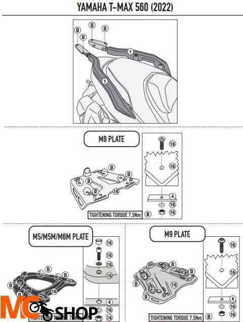 GIVI STELAŻ KUFRA CENTRALNEGO (BEZ PŁYTY) YAMAHA GIVI STELAŻ KUFRA CENTRALNEGO (BEZ PŁYTY) YAMAHA