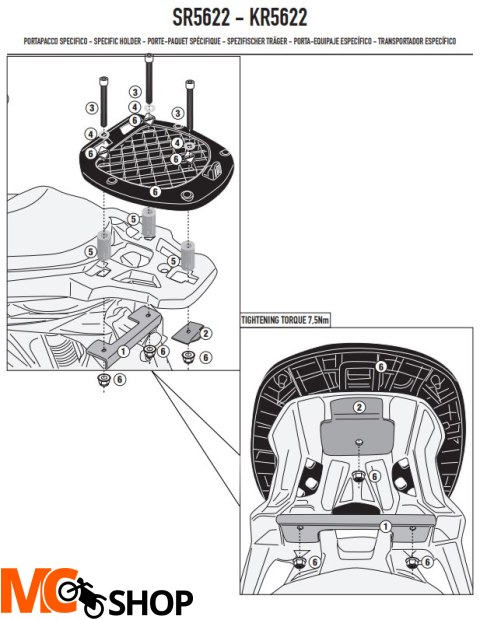 GIVI STELAŻ KUFRA CENTRALNEGO MONOLOCK PIAGGIO MP3